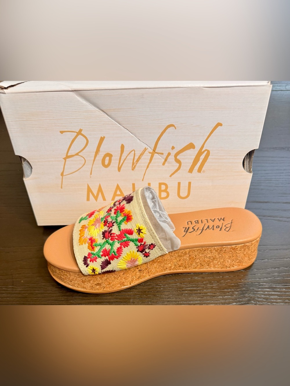 Blowfish Malibu Marshlo 3 Floral Embroidered Platform Slide Sandals Size 8
